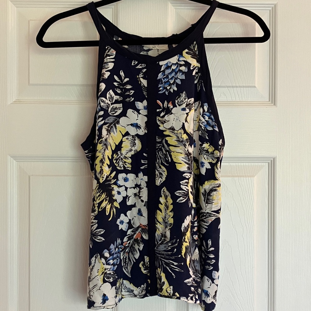 Elodie Navy and Yellow Floral Tank Top Size M